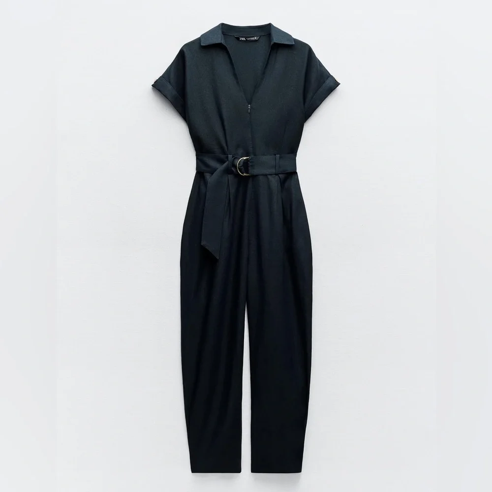 ZARA BLOGGERS’ FAVORITE BELTED LINEN BLEND JUMPSUIT